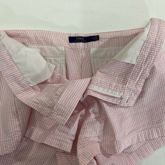 Polo Ralph Lauren Shorts Women’s 10 Pink White Stripe Seersucker Preppy - Picture 6 of 13